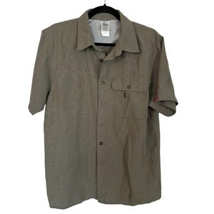 The North Face Men’s Short Sleeve Green & White Button Up Fishing Shirt Sz M GUC